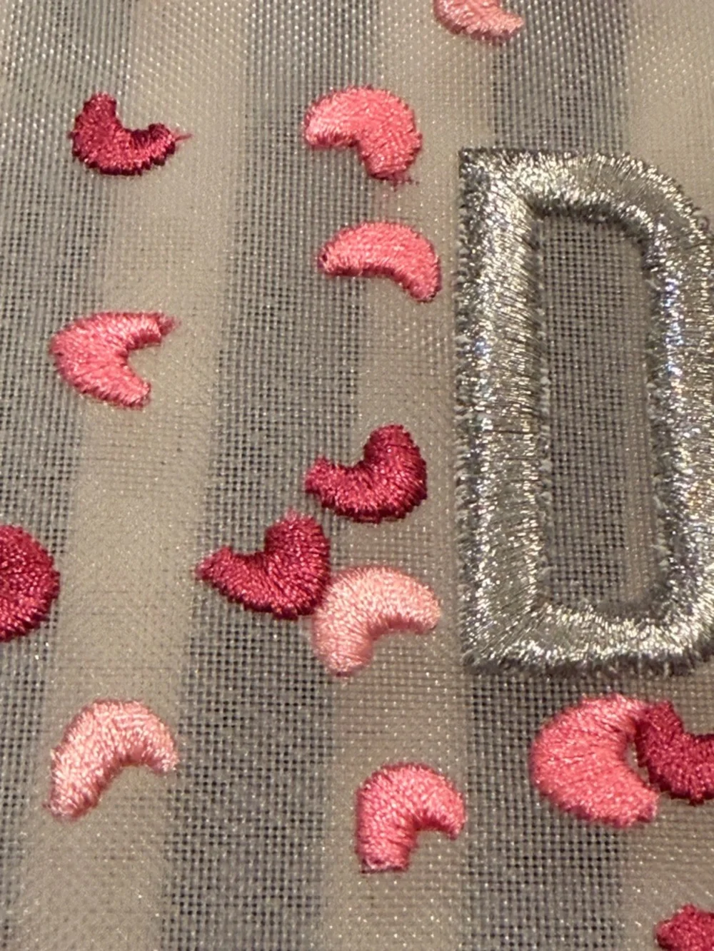 DIOR Beauty White Mesh Pouch with Pink Confetti Embroidery 🌷🌷🌷